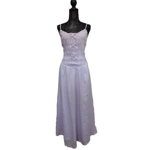 American Eagle Bella Bow Midi Dress Lavender Spaghetti Strap Lined Sz L